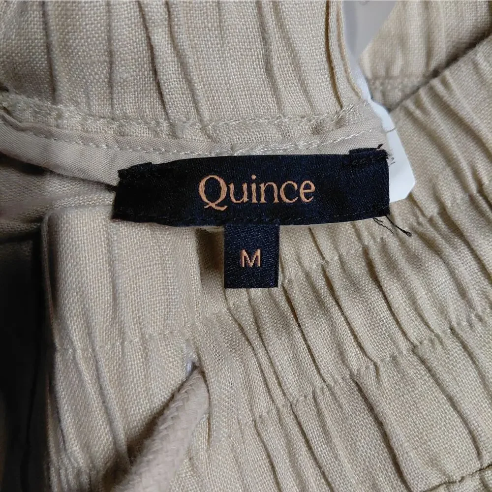 Quince Women 100% European Linen Pants Size Medium Flax Wide Leg Vacation Travel
